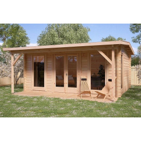 Альтанка дерев'яна з профільованого бруса з закритою кімнатою 5х5