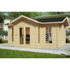 Альтанка дерев'яна з профільованого бруса з закритою кімнатою 4х6