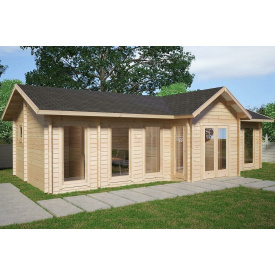 Беседка деревянная из профилированного бруса с закрытой комнатой 4х10