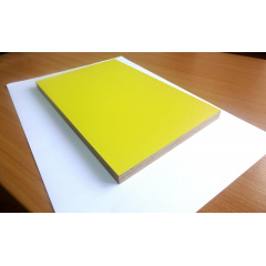 Фанера ламинированная глянцевая ОДЕК для мебели гладкая/гладкая 15х1250х2500 мм желтая Косов