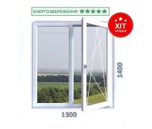 Вікно із 7-камерного профілю Ekipazh Ultra 70 1300x1400 мм із двокамерним енергозберігаючим склопакетом