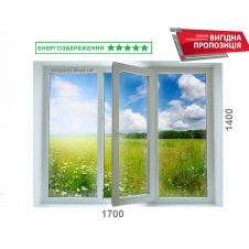 Вікно 1700x1400 мм монтажна ширина 70 мм профіль WDS Ekipazh Ultra 70 з двокамерним енергозберігаючим стеклопакетом 40 мм 