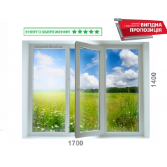 Вікно 1700x1400 мм монтажна ширина 70 мм профіль WDS Ekipazh Ultra 70 з двокамерним енергозберігаючим стеклопакетом 40 мм Київ