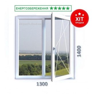 Вікно 6-кам профілю Ekipazh Ultra 60 1300x1400 мм з двокамерним склопакетом 32 мм