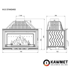 Камінна топка KAWMET W15 13,5 кВт ECO 740х435х425 мм Якимівка