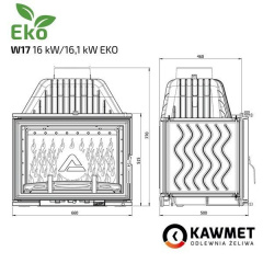 Камінна топка KAWMET W17 16,1 кВт ECO 660х515х500 мм Самбір