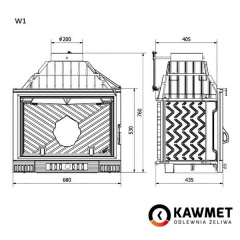 Камінна топка KAWMET W1 Herb 18 кВт 680x530x435 мм Коростень