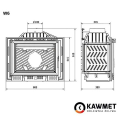 Камінна топка KAWMET W6 13,7 кВт 685x515x380 мм Ромни