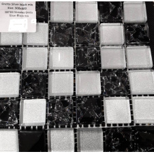 Фото - Стеклянная мозаика Керамик Полесье Gretta Silver Black Mix колотое стекло 300х300 мм Стеклянная мозаика Керамик Полесье Gretta Silver Black Mix колотое стекло 300х300 мм
