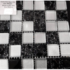 Скляна мозаїка Керамік Полісся Gretta Silver Black Mix колотое скло 300х300 мм Івано-Франківськ