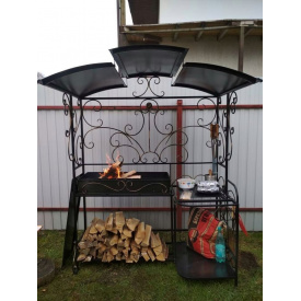 Мангал кованый большой Legran с крышей и столиком