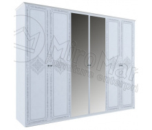 Шкаф Луиза 6Д с зеркалом белый глянец Миро-Марк