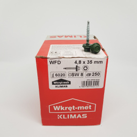 Покрівельні саморізи Klimas Wkret-Met 4,8х35 мм по дереву (250 шт ) З гумовою шайбою EDPM для металочерепиці Забарвлення RAL 6020 Хромовий зелений