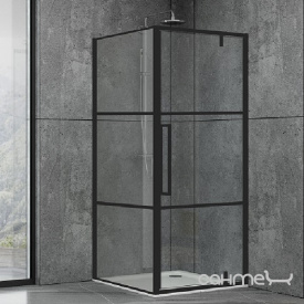 Душова кабіна Dusel DL198BP + DL196BP Black Matt Paint 90x90x190 профіль чорний / скло прозоре