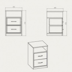 Тумба прикроватная Компанит ПКТ-2 380х380х570 мм дуб сонома Королёво