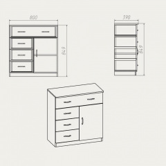 Комод Компанит Комод-1-3-1 800x850x390 бук Умань