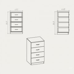 Комод Компанит 4Б-МДФ 849x720х390 венге-комби Акимовка