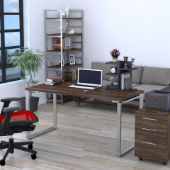 Письмовий стіл Loft-design Q-160х70 см прямий венге на металевих ніжках хром Бушеве