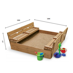 Детская песочница SportBaby-28 100х100 см деревянная с лавочками и крышкой для улицы Черноморск