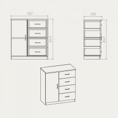 Комод Компанит Комод-4+1А 780x849x390 орех Стрый