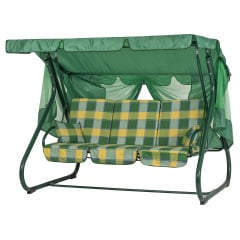 Садовая качель Vitan Вилла 1670х2150х1500 мм с навесом бязь желто-зеленая клетка Киев