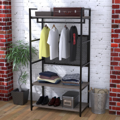 Стеллаж-шкаф для одежды LV-100 Loft-Design напольная вешалка-стойка с полочками дсп дуб-палена Жмеринка
