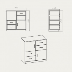 Комод Компанит Комод-2+4 836x850x448 дуб Сонома Кривой Рог