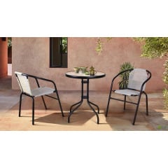 Садовий стілець-крісло AMF Taco чорний-каркас сидіння-сірий меланж для вуличного кафе і саду Київ