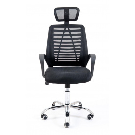 Офісне крісло Richman Бласт з підголовником чорний колір сітка спинка комп'ютерне для дому і офісу