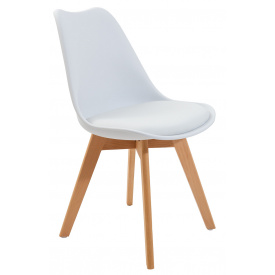 Стілець з м'яким білим сидінням Жаклін на дерев'яних ніжках.