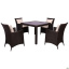 Комплект обеденной мебели AMF Samana-4 Elit из искусственного ротанга коричневый для улицы летнего кафе Полтава