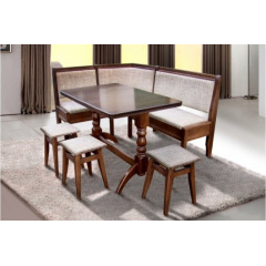 Комплект Кухонний сімейний дерев'яний зі столом та 3 табуретами Оббивка тканинна Кропивницький