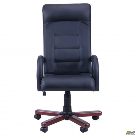 Офісне крісло шкіряне AMF Роял Люкс Спліт дерев'яні накладки в кольорі горіх чорний для кабінету керівника