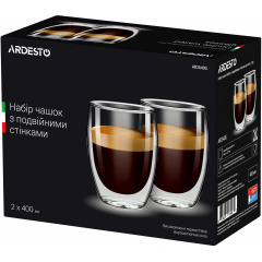 Набор чашек Ardesto с двойными стенками для латте 400 мл х 2 шт Полтава