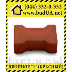 Тротуарная плитка "Двойное Т", красная, 80 мм Чернигов