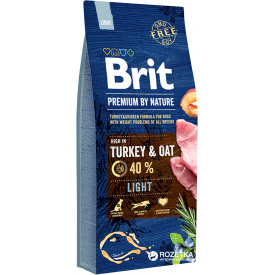 Сухой корм Brit Premium Light для собак с избыточным весом со вкусом индейки 15 кг