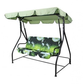 Садовая качель Vitan Veronika 140х51 cм на ножках с тентом темно-серая с одуванчиками
