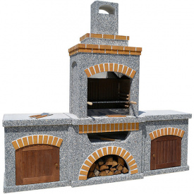 Камін піч барбекю Манчестер з двома столами і дверцятами