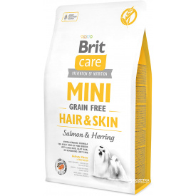 Сухой корм для взрослых собак миниатюрных пород Brit Care Mini Grain Free Hair & Skin 2 кг (8595602522613/8595602520220)