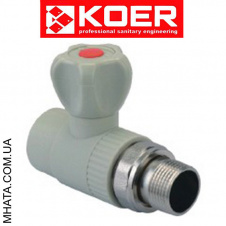 KOER Кран радиаторный прямой шаровый 25х3/4"н