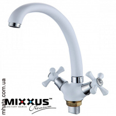 Смеситель для кухни ухо MIXXUS Omega White (белый) (Chr-273), Польша