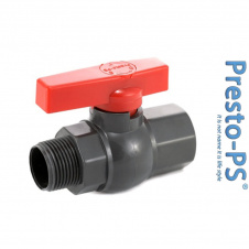 Кран 1" шаровый, пластиковый (резьба внутренняя/наружная) Presto-PS PFV-0132-R