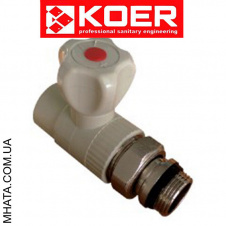 KOER Кран радиаторный прямой шаровый 20х1/2" н с антипротечкой
