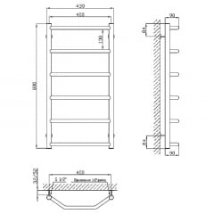 Водяной полотенцесушитель KOSSER Трапеция 800x430/6 ДТ04 Веселе
