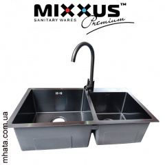 Кухонная мойка Mixxus SET 7843 D-220x1.0-PVD-BLACK (со смесителем, диспенсером, сушкой в комплекте) Хмельницький