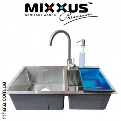 Кухонная мойка Mixxus SET 7843 D-220x1.0-SATIN (со смесителем, диспенсером, сушкой в комплекте) Київ