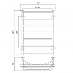 Электрический полотенцесушитель KOSSER Канна 700x500/8 EL ДК01EL Стрий