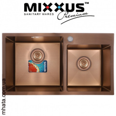 Кухонная мойка Mixxus SET 7843 D-220x1.0-PVD-BRONZE (со смесителем, диспенсером, сушкой в комплекте) Херсон
