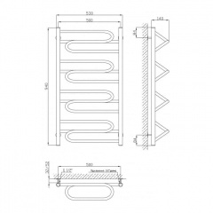 Полотенцесушитель Kosser Ілюзія 900х530 (ДІ06) Полтава