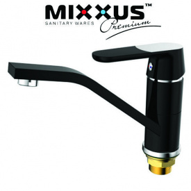 Змішувач для умивальника ялинка на гайці 15см MIXXUS Tiger Black чорний Chr-004